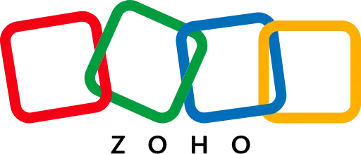 Zoho Books logo featuring four linked squares in red, green, blue, and yellow